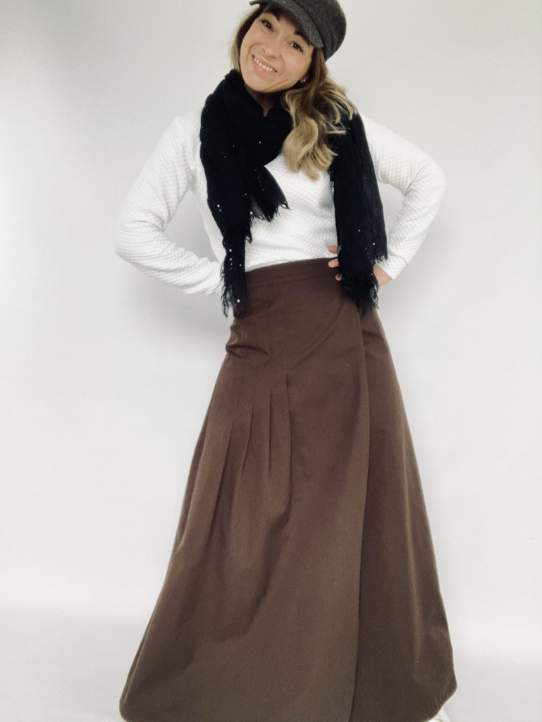 PatronJupe  L’Inconnue version 7/8 gabardine chocolat 2