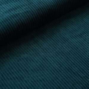 Maille velours larges côtes 100% coton bio – Bleu canard