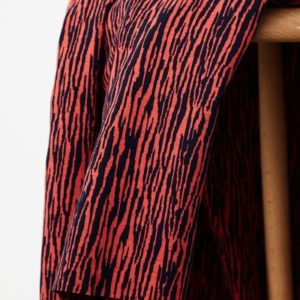 Jersey jacquard Bio Mind the Maker Bark Indigo-Rouge