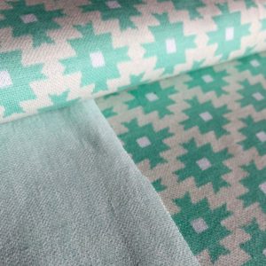 Jersey jacquard Bio bleu menthe graphique