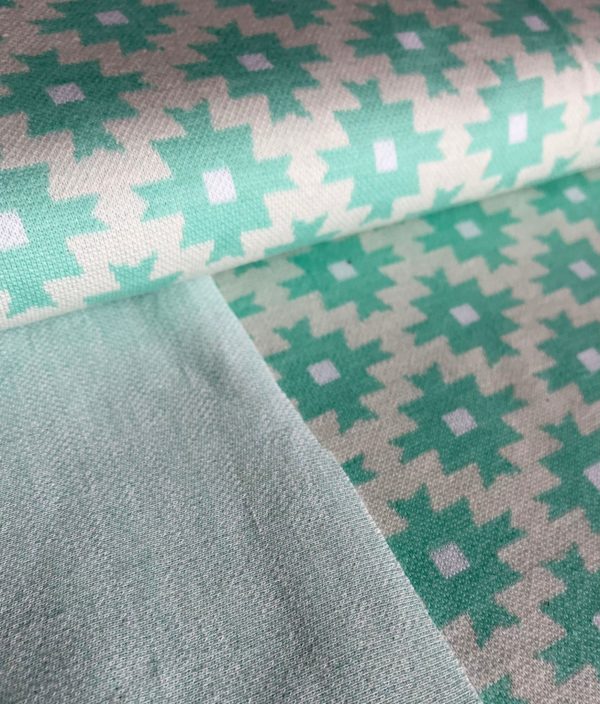 jersey jacquard bio bleu menthe graphique