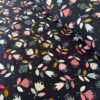 French Terry coton bio fond marine imprimé floral