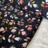 French Terry coton bio fond marine imprimé floral