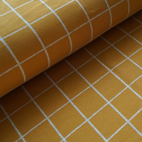 jersey jacquard carreaux curry bio