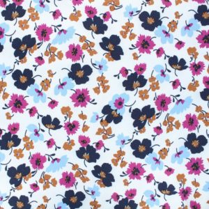 Jersey modal floral fond blanc