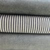 Popeline Bio blanche rayures bleu denim