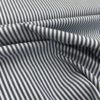 Popeline Bio blanche rayures bleu denim