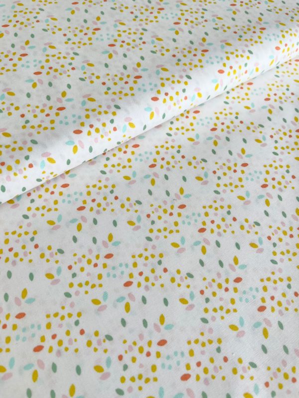 Popeline de coton Bio confettis fond blanc