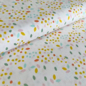 Popeline de coton Bio confettis fond blanc