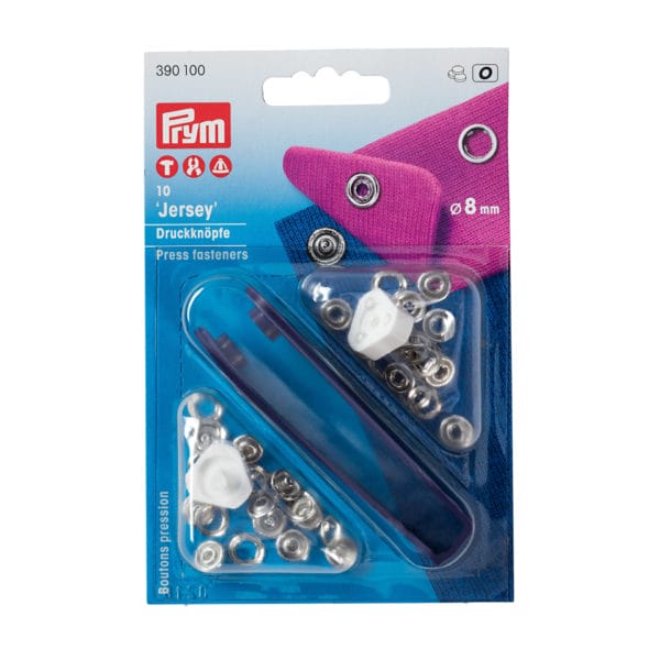 Boutons pression jersey 8 mm argent 309