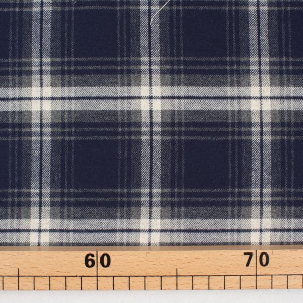 Coton gratté style flanelle BIO - Bleu blanc