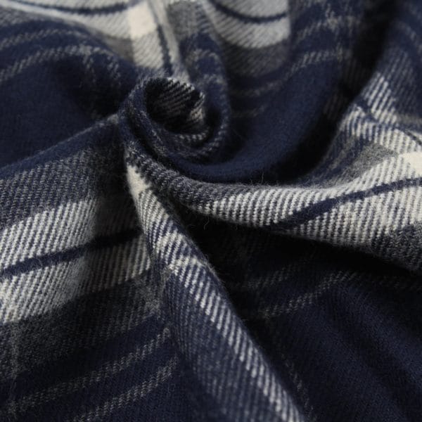 Coton gratté style flanelle BIO - Bleu blanc