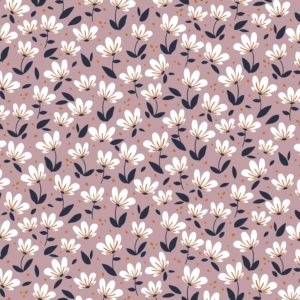 Sweat gratté fin coton bio fleurs fond lilas
