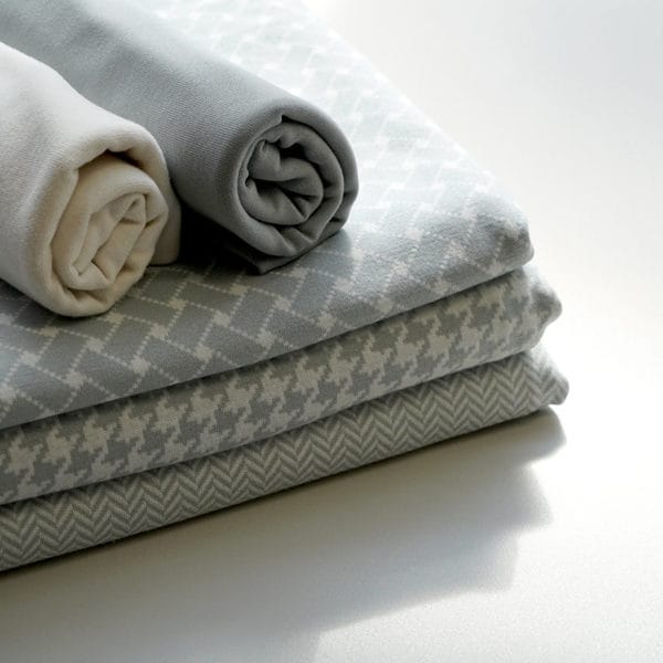 Jersey jacquard Bio gris - crème