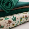 Jersey bio blanc cassé - vert motif grenouilles