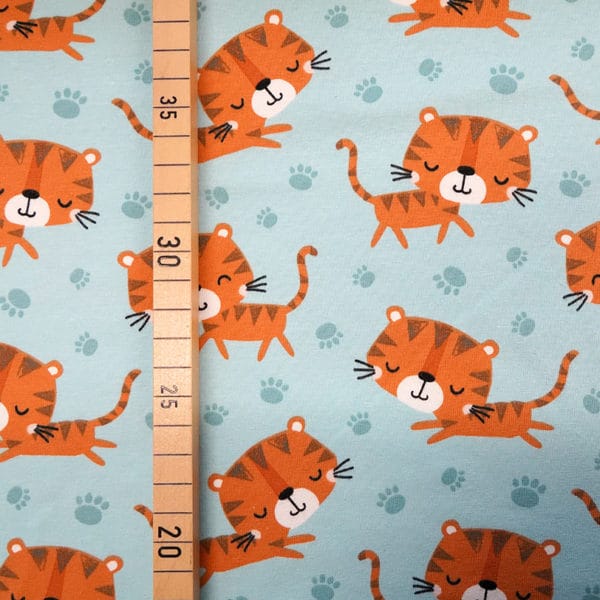 Jersey bio bleu turquoise motifs Tigres