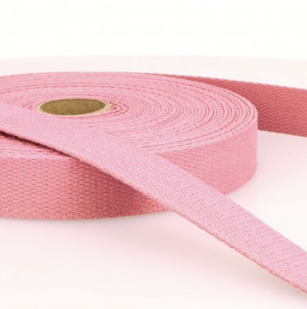 Sangle coton uni 30mm rose