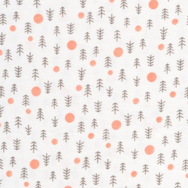 Flannelle de coton bio blanc corail