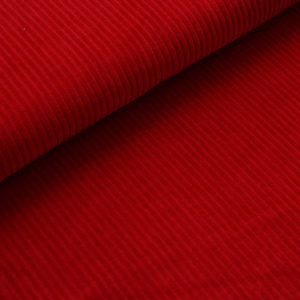 Maille velours large côte de coton bio rouge primaire