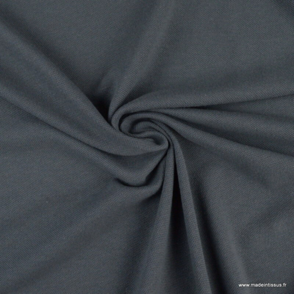 Maille piquée polo coton Bio gris anthracite