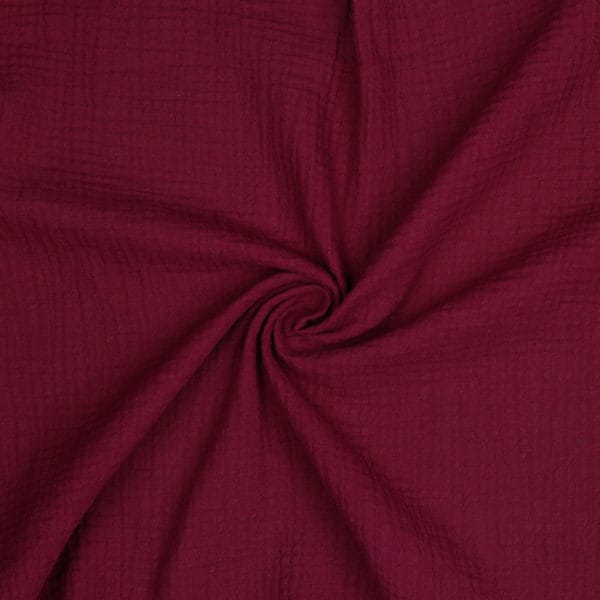 Double gaze de coton bio framboisine bordeaux