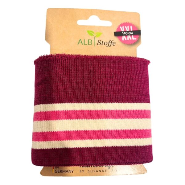 Bord côte de coton bio albstoffe bordeaux écru fuchsia