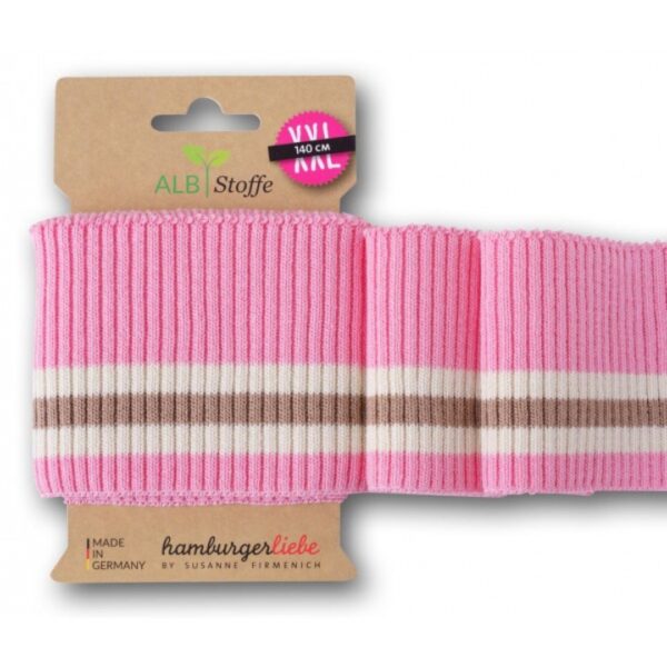 Bord côte Albstoffe grosse côte en coton bio rose beige écru
