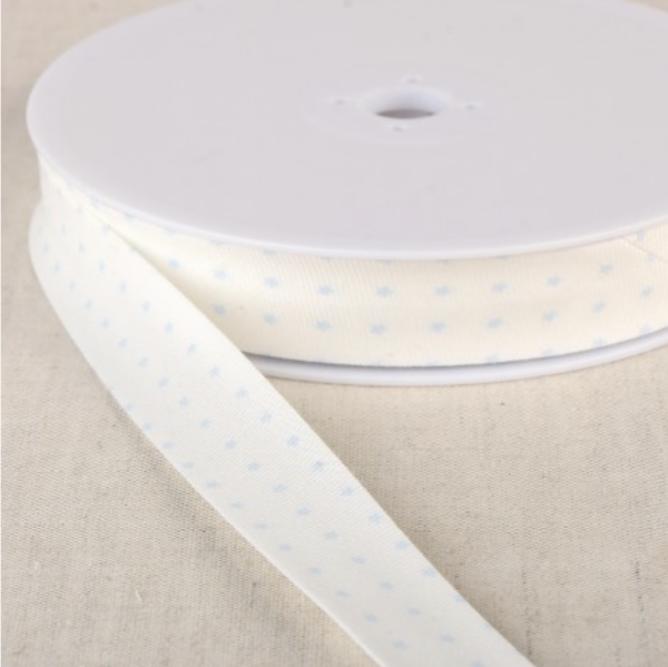 Biais de coton Bio Fleuri Fond blanc etoiles bleu