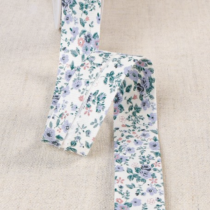 Biais de coton Bio Fleuri Fond blanc tons bleu ST 00859