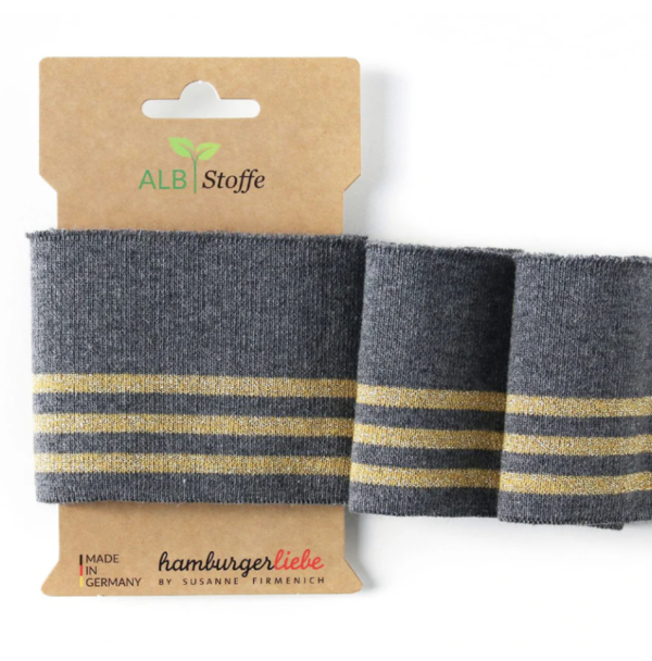 Bord côte Albstoffe en coton bio Cuff Me Gris doré